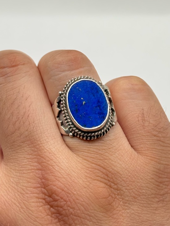Handbags - Lapis Blue Stone Silver Ring size 7.3